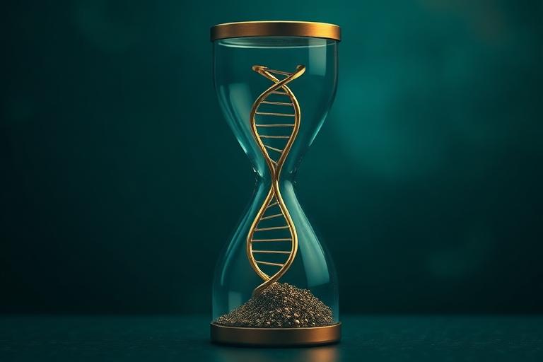 Life expectancy calculator with DNA hourglass concept